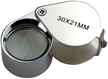 Silver New Mini Jewelry Eye Loupe Magnifier Loop Glass Tool 30x 21mm for Diamond Coin Portable And Foldable