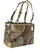 Coach Signature Circle Gold Metallic Patchwork Tote Handbag