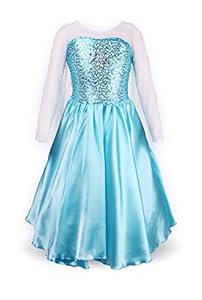ReliBeauty Girls' Princess Elsa Fancy Dress Costume (6, Sky Blue)