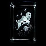 3D Laser Kristall Glasblock mit LED Beleuchtung - Motiv Sternzeichen Widder