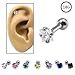 316L Surgical Steel Ear Cartilage Forward Helix Rook Tragus Ring Choose Your Color 3mm Square CZ 18G