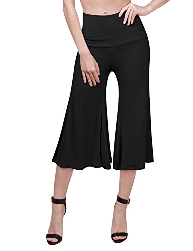 TWINTH Womens High Waisted Knit Spandex Culottes Pant