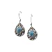 14K Yellow Gold and Sterling Silver 6 MM Turquoise Cabochon Fashion Earrings