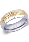 Tungsten Polished Shiny Dome Gold/Silver Plated Double Ring