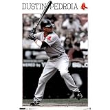 Professionally Framed Boston Red Sox Dustin Pedroia Sports Poster - 22x34 with RichAndFramous Black Wood Frame