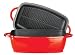2-in-1 Red Porcelain Enameled Cast Iron Roaster with Grill Pan Lid