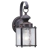 Sea Gull Lighting 8880-08 Single-Light Jamestowne Wall Lantern with Clear Seeded Glass, Textured Rust Patina, 4-1/2-Inch W, 11-1/4-Inch H