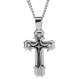 Stainless Steel Cross Pendant 3 Layers 24" Curb Chain
