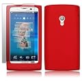 SONY ERICSSON XPERIA X10 SOFT SILICON SKIN CASE - RED, WITH SCREEN PROTECTOR PART OF THE QUBITS ACCESSORIES RANGE