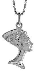 Sterling Silver Queen Nefertiti of Egypt Pendant, 11/16 in. (18mm)