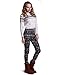 HDE Women Winter Knit Leggings Fleece Line Nordic Design Thermal Insulated Pants(White Black Gray Nordic Snowflake L)