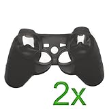 GTMax 2x Black Silicone Cover Case for Sony PS3 Controller