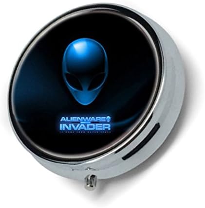 AZA KIU - Alienware Logo Custom Fashion Round stainless steel Pill box Organizer Holder