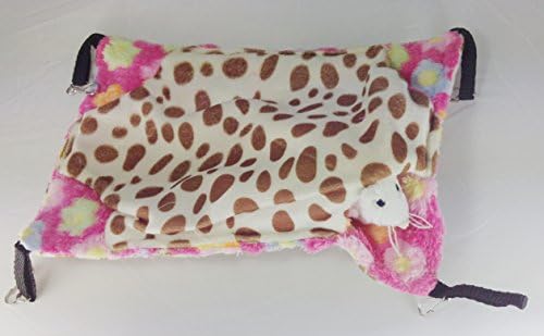 Double Layer Hammock Hanging Bunk Bed House for Sugar Glider Hamster Small Bird Pet (giraffe)