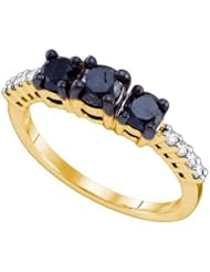 1.06CTW BLACK DIAMOND 3 STONE RING