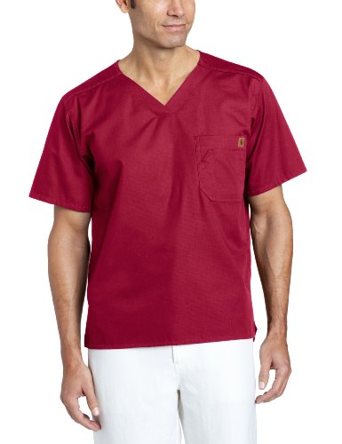 Carhartt Men's Ripstop Utility Scrub Top, Wine, Large