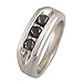 1.30 Ct. Men's Three Stone Black Diamond Bridal Ring With Satin Finish Comfort Fit AAA Clarity