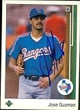 Jose Guzman Autographed/Hand Signed MLB Baseball Card (Texas Rangers) 1989 Upper Deck #73