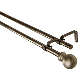 BCL Drapery Hardware, Classic Ball Double Curtain Rod, Antique Silver Finish, 28-inch to... by BCL Drapery Hardware