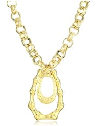 Devon Leigh "Bold Gold" Long 18k Gold Dipped Double Loop Pendant Necklace