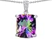 7.06 cttw 14K White Gold Plated 925 Sterling Silver Cushion Cut Genuine Mystic Topaz and White Quartz Pendant