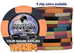 Custom Poker Chips: Put your image, Promotional Logo, or Design on a chip - 100 Full Color Authentic Casino Clay poker chips