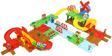World of Wheels Multi Piece Train Track Building Block Set with Sound Effects, Multicolor