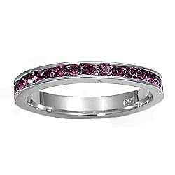 Sterling Silver Eternity Ring - Amethyst CZ - 3 mm, Sizes 4-12