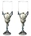 2 Medieval Pewter Skull Skeletons Glass Goblet