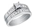 Diamond Princess Engagement Ring & Wedding Band Set 7/8 Carat (ctw) in 14K White Gold