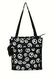 Peace Sign Tote Bag and Cooler, Black and White