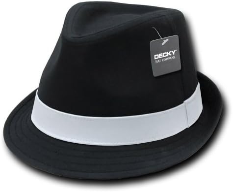 Classic Short Brim Fedora Black With 1" White Band