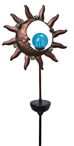 Moonrays 92345 Solar Powered LED Sun/Moon Stake Light, White
