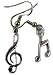 .925 Sterling Silver Treble Clef & Music Note Dangle Earrings