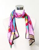 Satin Horse Print on Orchid - Silk Long Scarf 11.5 x 52