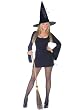 Classic Witch Costume Long Sleeve Black Dress Halloween Bell Sleeves Witch Hat Included