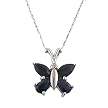 10K White Gold Sapphire and Diamond Butterfly Pendant Necklace