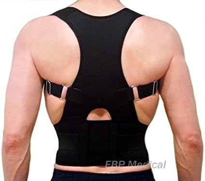 EBP Medical New Fully Adjustable Back Brace Belt for Posture Correction and Back Pain Support - Neoprene - UNISEX (X-Large, Black)