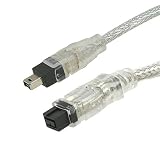 6Ft FireWire 800, i.link, IEEE-1394 9Pin to 4Pin Cable, Clear
