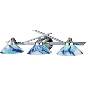 Elk Lighting 1472/3CAR Refraction - Three Light Wall Bracket, Polished Chrome Finish with Carribean Glass
