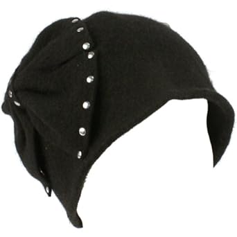 Wool Winter Cloche Crushable Foldable Bucket Big Large Ribbon Bow Church Hat Black
