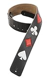 Levy's Leathers 2 1/2 Leather Guitar Strap with Playing Card Suits,Black