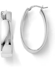 14k White gold Leslies Polished Oval Hinged Hoop Earrings