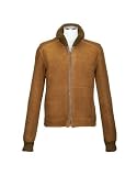 Forzieri Men's Camel Suede Shearling Short Zip Jacket