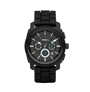 Inspect Fossil Men's FS4487 Black Silicone Bracelet Black Analog Dial Chronograph Watch  -  Fossil