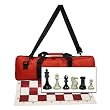 WE Games Premium Tournament Chess Set with Deluxe Red Canvas Bag, Super Weighted Staunton Chess Pieces - 4 Inch King