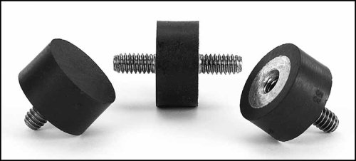 Rubber Vibration Dampening Mounts, #6-32 x .25"L Double Threaded Mounts, .43"OD x .4"L Rubber (Pack of 10)