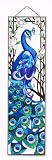 Peacock Stained Glass Suncatcher Window Panel 10.5 W X 37.5 H Joan Baker Designs APM403