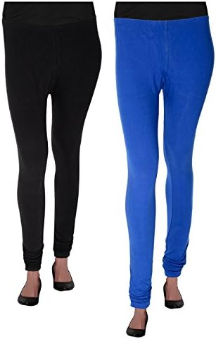 Agrima Fashion Women's Churidar Leggings-Combo Offer Large Black, Blue