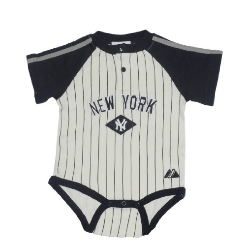 MLB New York Yankees Baby / Infant One-Piece Bodysuit / Romper / Onesie - Beige & Blue (Size: 6-9)